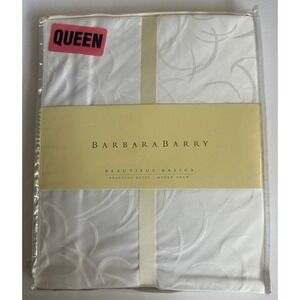 Barbara Barry Peaceful Petal Queen Sham Crisp White Beautiful Cotton New $124